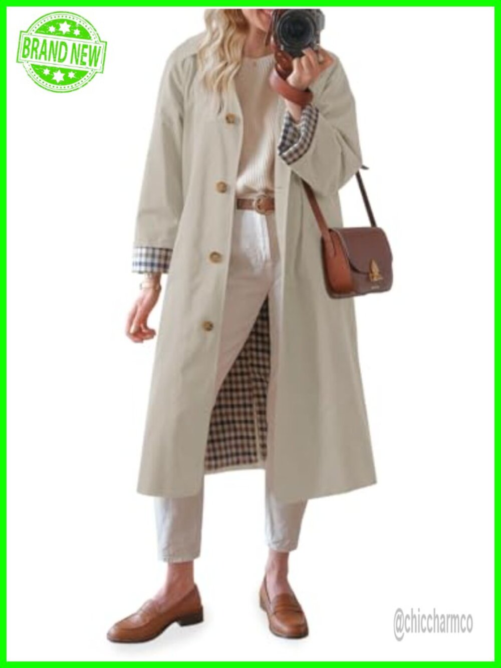 Oversized Long Trench Coat Single Breasted Windproof Classic Collar